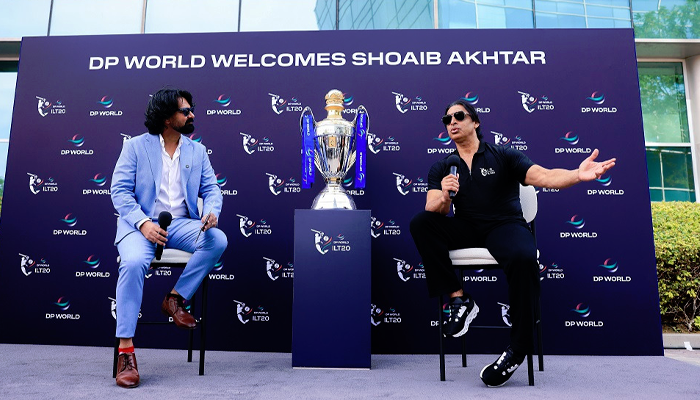 ILT20 Tournament Ambassador Shoaib Akhtar visits DP World office in Dubai