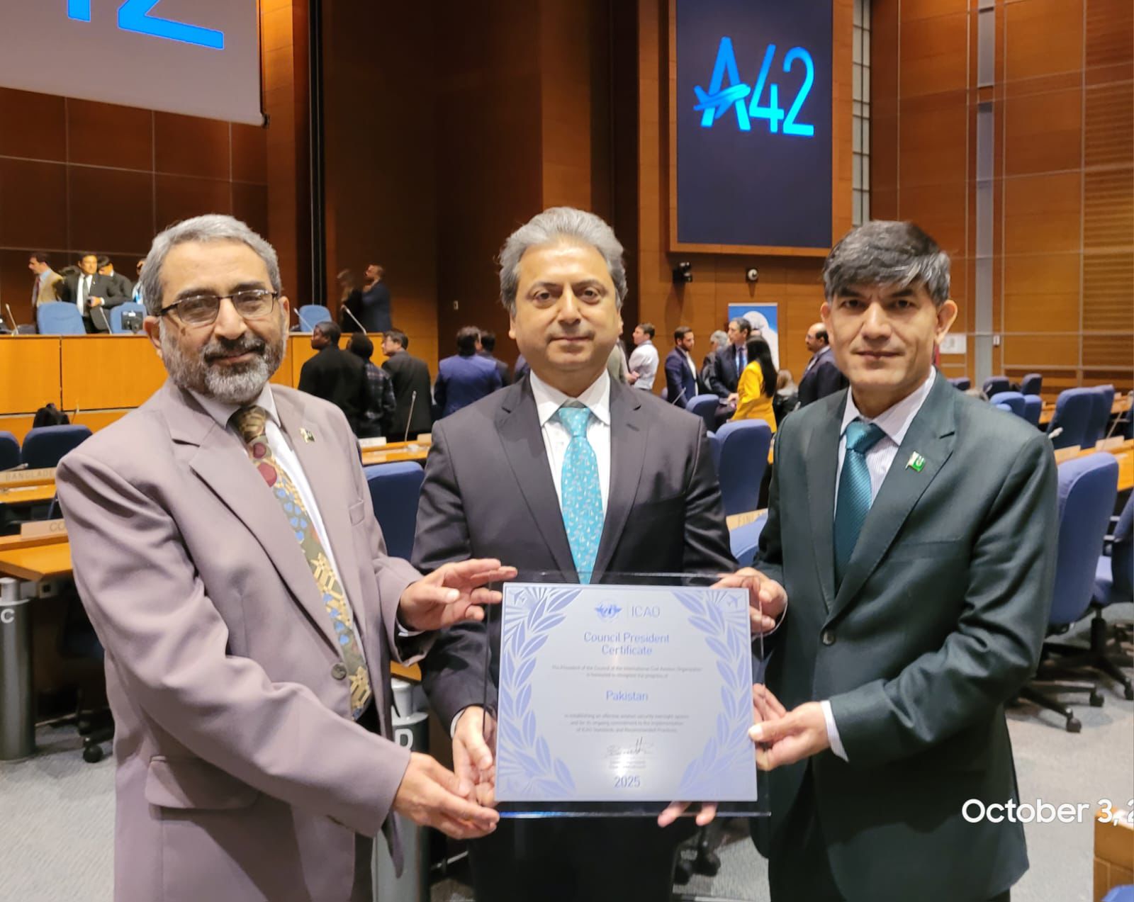 ICAO confers Council President Certificate on PCAA